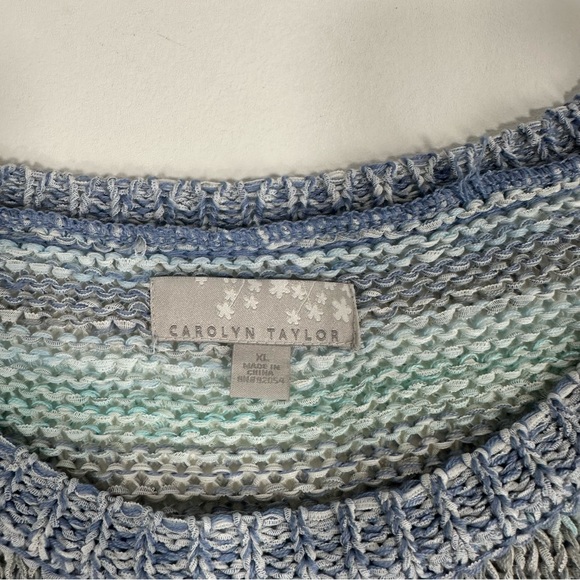 Carolyn Taylor Womens Chunky Knit Pastel Coastal Color block Sweater Size XL - Picture 4 of 7